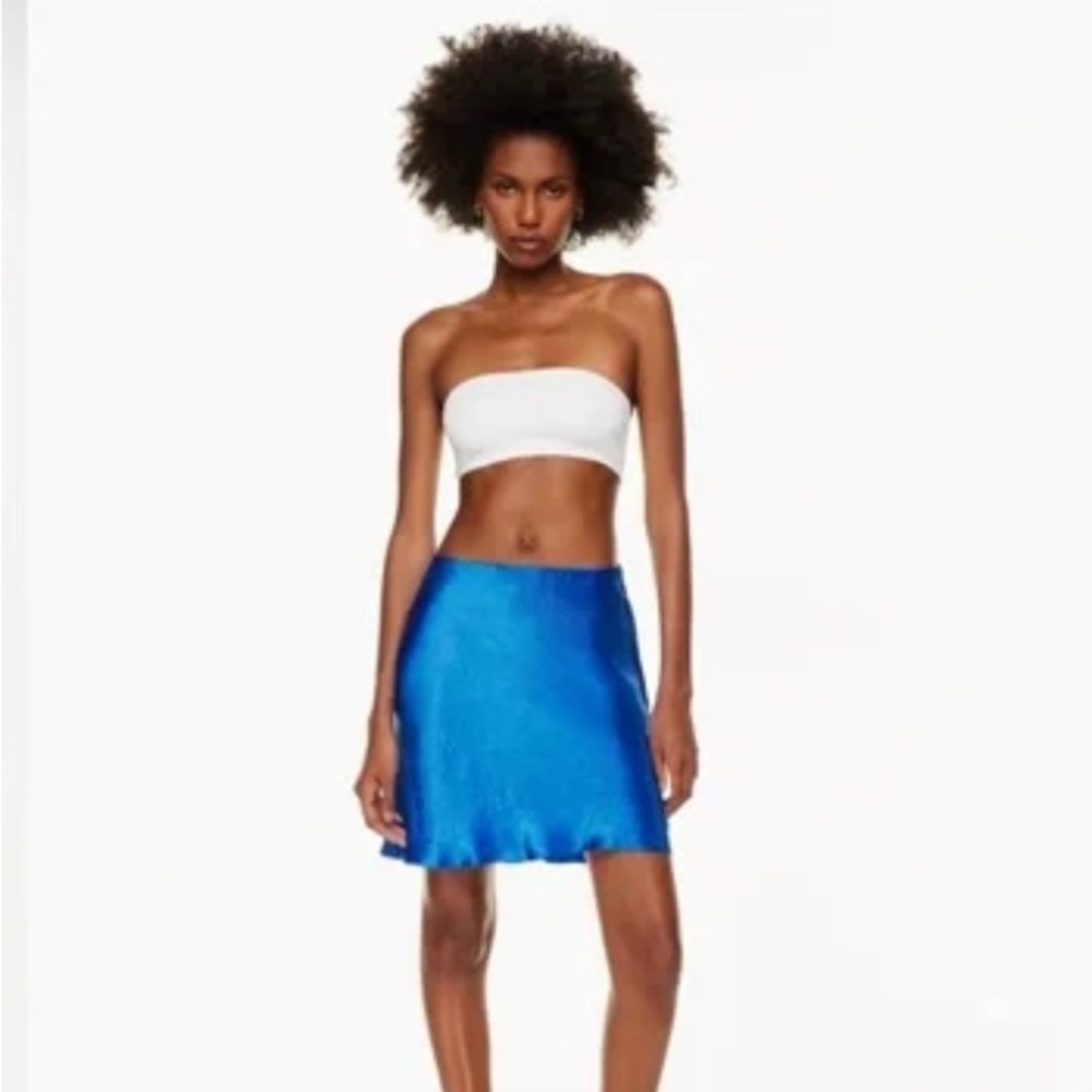 Elegant Blue Satin Skirt